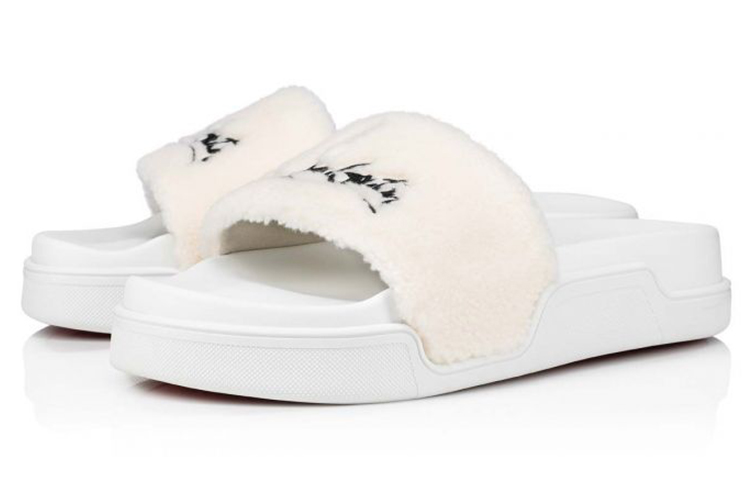 Christian Louboutin Navy Pool Flat Slide 'White' 圖 2
