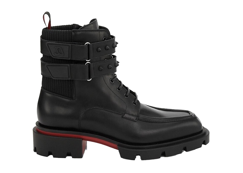 Buy CL路鉑廷 牛皮 系帶圓頭 短靴 男款 黑色