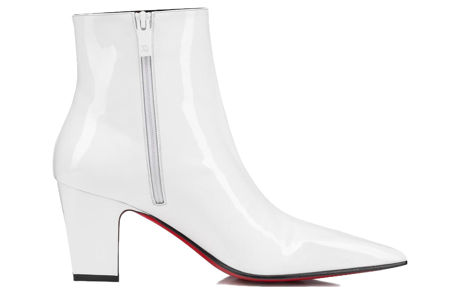 Christian Louboutin Patent Leather Zippered Pointed-Toe High Heel Booties 8cm 'White' 圖 2