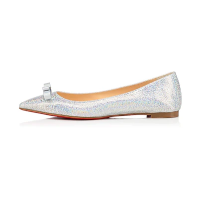 Christian Louboutin Pointy Nodo Flat 'Silver'