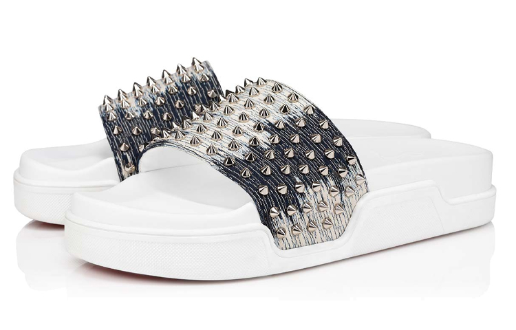 Order 크리스찬 루부탱 풀펀 슬라이드 "데님 실버" 1221057U172