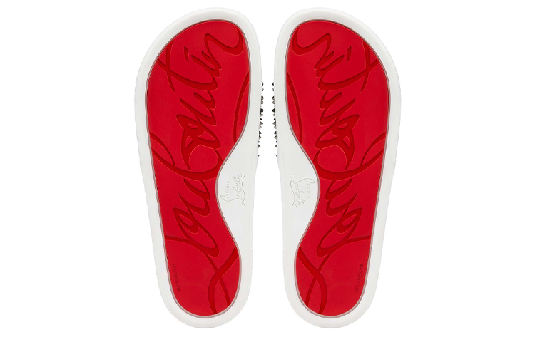 Shop 크리스찬 루부탱 풀펀 슬라이드 "데님 실버" 1221057U172