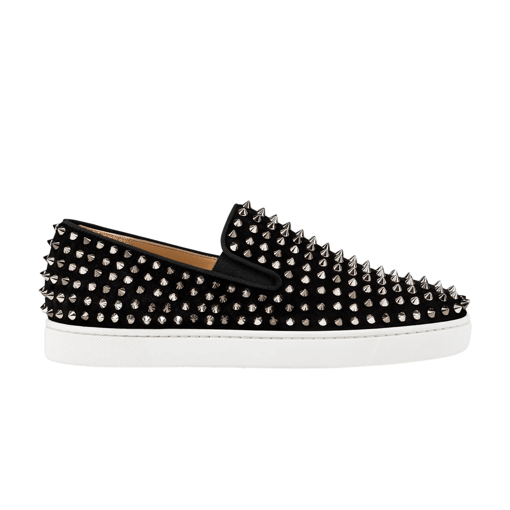 Buy 克里斯汀·魯布托 鉚釘平底鞋 '黑銀色' 1120387B336