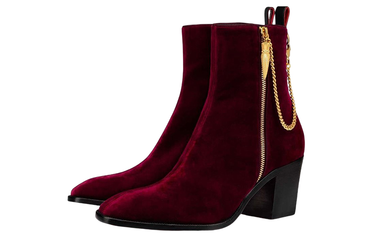 Christian Louboutin Suede Chain-Embellished Ankle Boot 'Red' 圖 3