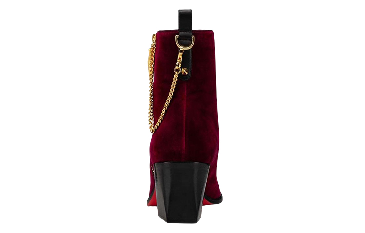 Christian Louboutin Suede Chain-Embellished Ankle Boot 'Red' 圖 4