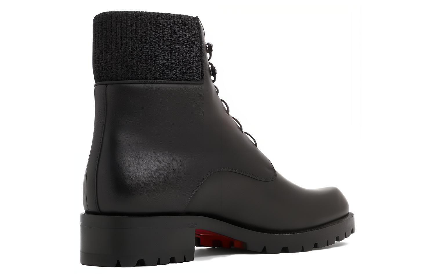 Shop Christian Louboutin Trapman 黑色小牛皮靴子 1180244BK01