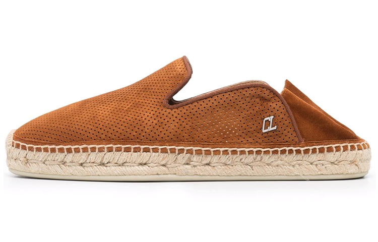 Christian Louboutin Velvet 'Brown Espadrille Flats' 3210448ESPADONC711