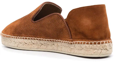 Shop Christian Louboutin Velvet 'Coklat Espadrille Flats' 3210448ESPADONC711