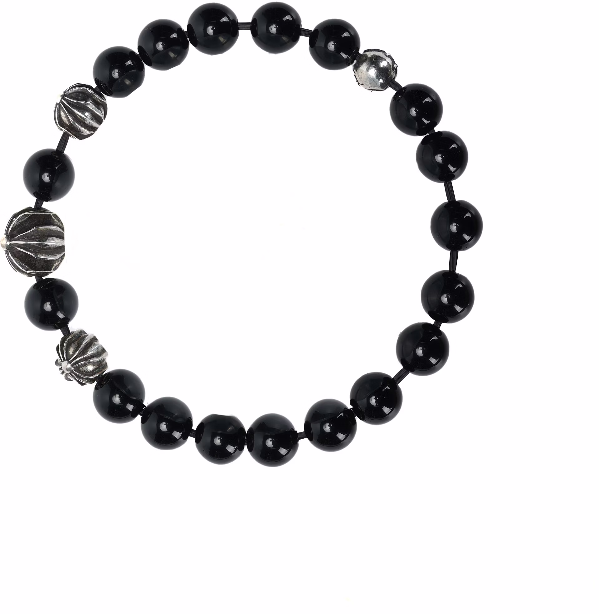 chrome-hearts-8mm-black-obsidian-beaded-bracelet-unisex-couple-black-ch-sl-354