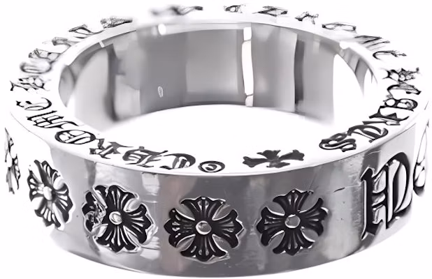 Chrome Hearts 925 Silver Ring with Letter Engraving and Floral Pattern - Unisex. CH0000257 Buy Chrome Hearts 925 Silver Ring with Letter Engraving and Floral Pattern - Unisex. CH0000257