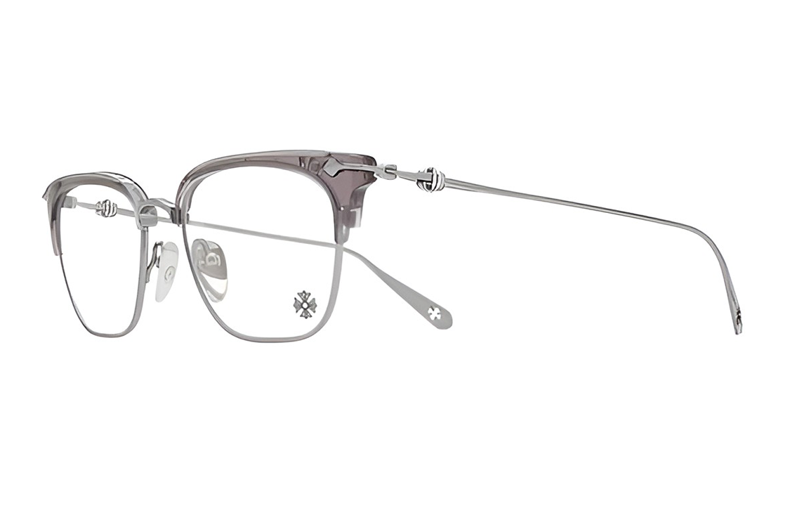 Chrome Hearts 925 Silver Square Optical Frames Unisex Couple Style - Silver Gray SLUNTRADICTION-F/G
