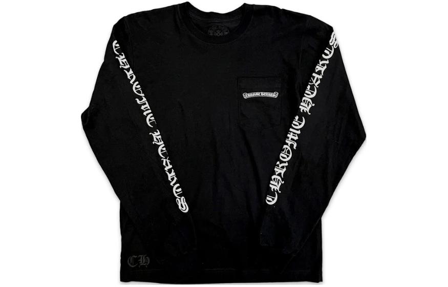 Order 크롬하츠 블랙 크루넥 긴팔 티셔츠 레터 프린트. CH-7781201