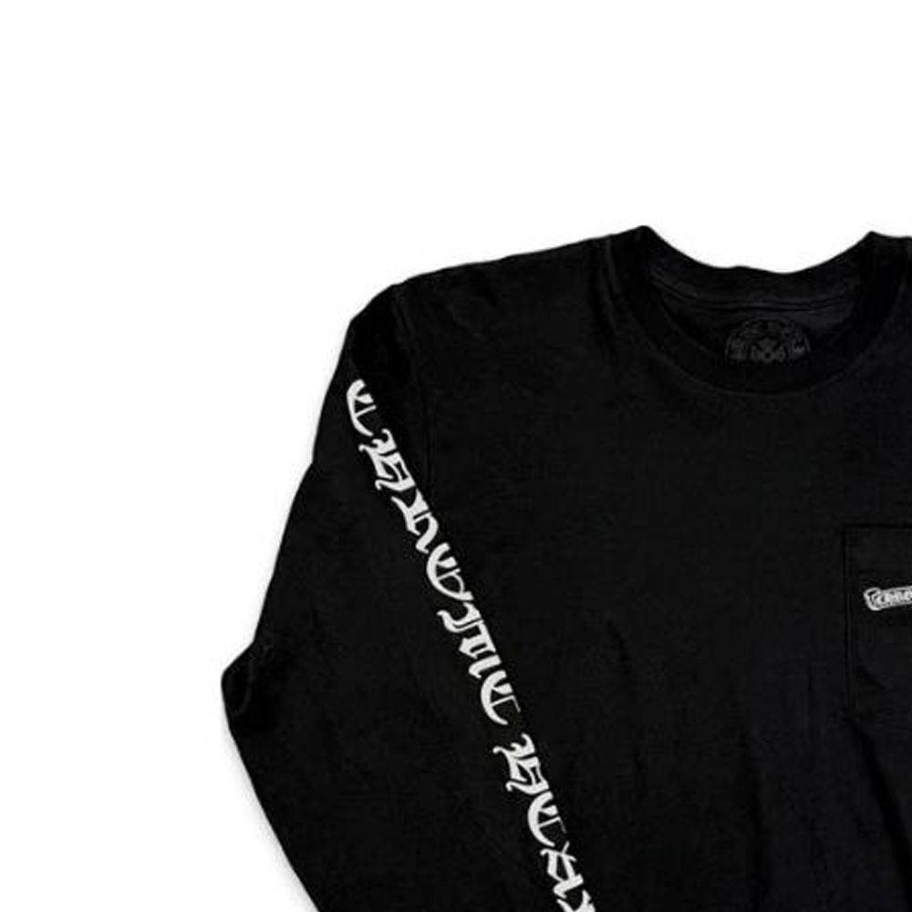 Shop 크롬하츠 블랙 크루넥 긴팔 티셔츠 레터 프린트. CH-7781201