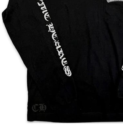 크롬하츠 블랙 크루넥 긴팔 티셔츠 레터 프린트. CH-7781201 Purchase 크롬하츠 블랙 크루넥 긴팔 티셔츠 레터 프린트. CH-7781201