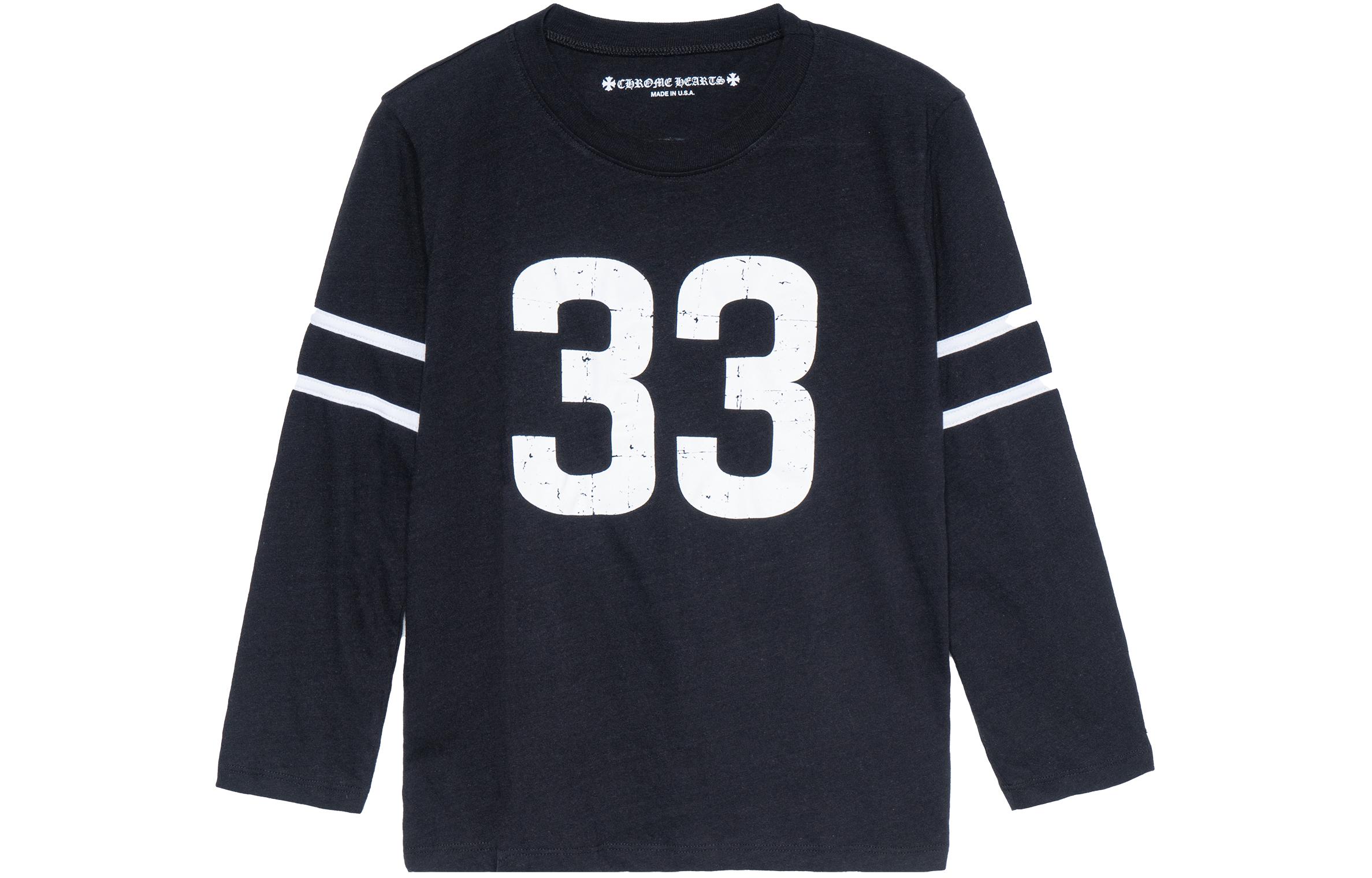 Order Chrome Hearts Camiseta Negra de Rayas con Mangas Largas y Cuello Redondo Colorblock CH-07665