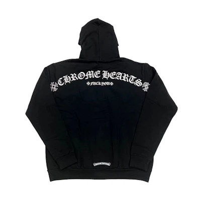 Chrome Hearts Back Print Fleece Zipper Hoodie Unisex Black CH-074-19