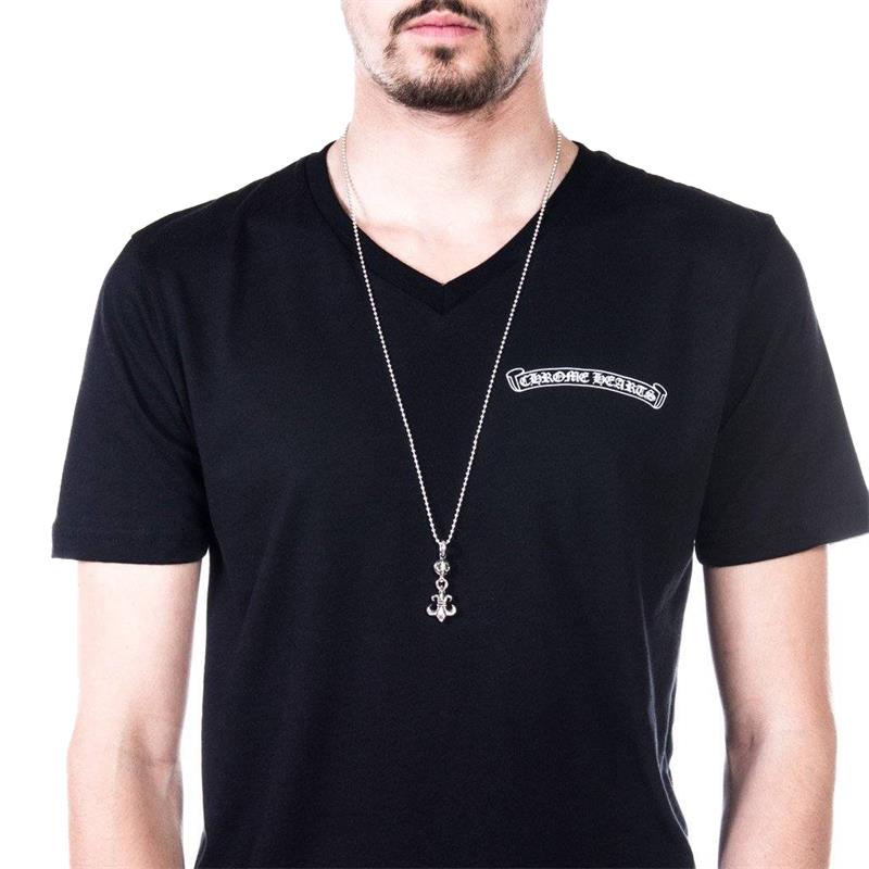 Lookbook Cadena Unisex Plateada Chrome Hearts Crossball 925 de Plata. CH-XL-852