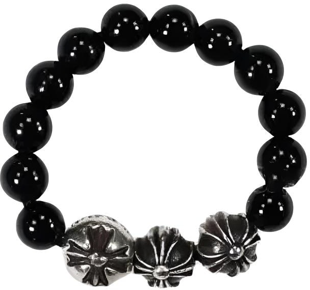 chrome-hearts-beaded-silver-ring-unisex-couple-style-black-2771