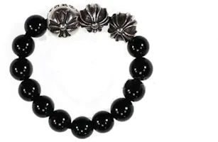 Details for Chrome Hearts Beaded Silver Ring Unisex Couple Style Black. 2771
