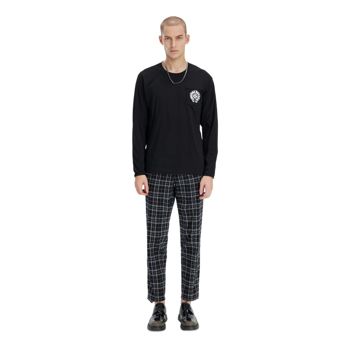 Shop Chrome Hearts Beijing Horseshoe Cruz Floral Camiseta Manga Larga Negra Unisex. CH-058