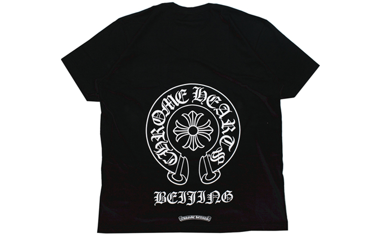 Order クロムハーツ 北京限定 ホースシュープリント ブラック ユニセックスTシャツ CH-040