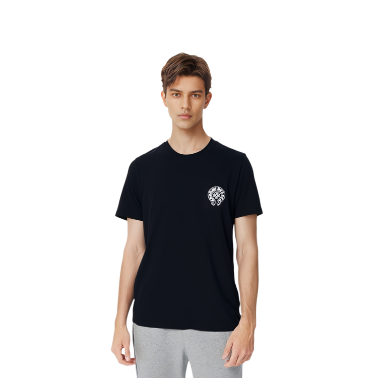 Purchase クロムハーツ 北京限定 ホースシュープリント ブラック ユニセックスTシャツ CH-040