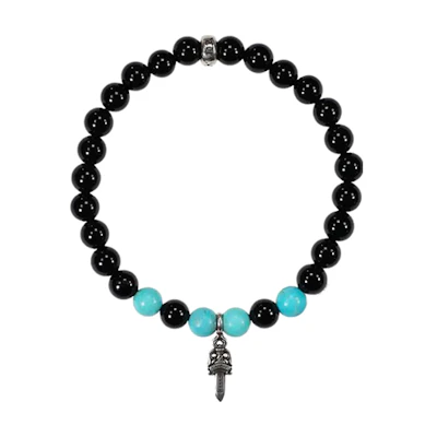 Chrome Hearts Black 925 Silver Sword Pendant Bracelet Unisex Couple Design. 2774