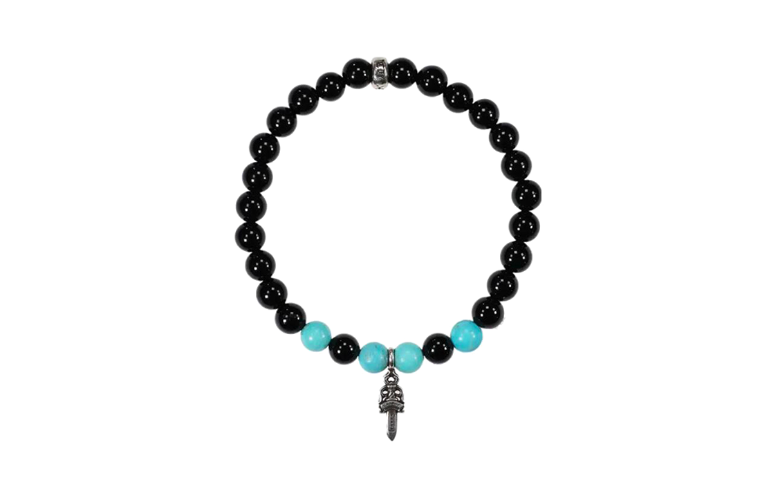 Order Pulsera Unisex Chrome Hearts Negra 925 Plata con Colgante Espada para Parejas. 2774