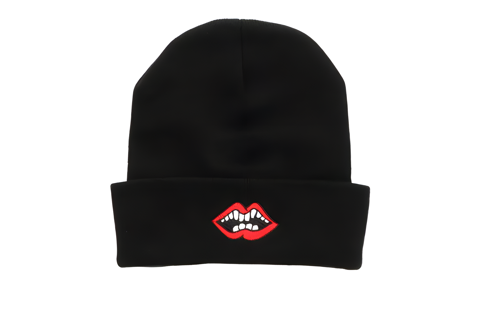Chrome Hearts Black Embroidered Red Lips Beanie Unisex Hat. CH-CAP-2023022
