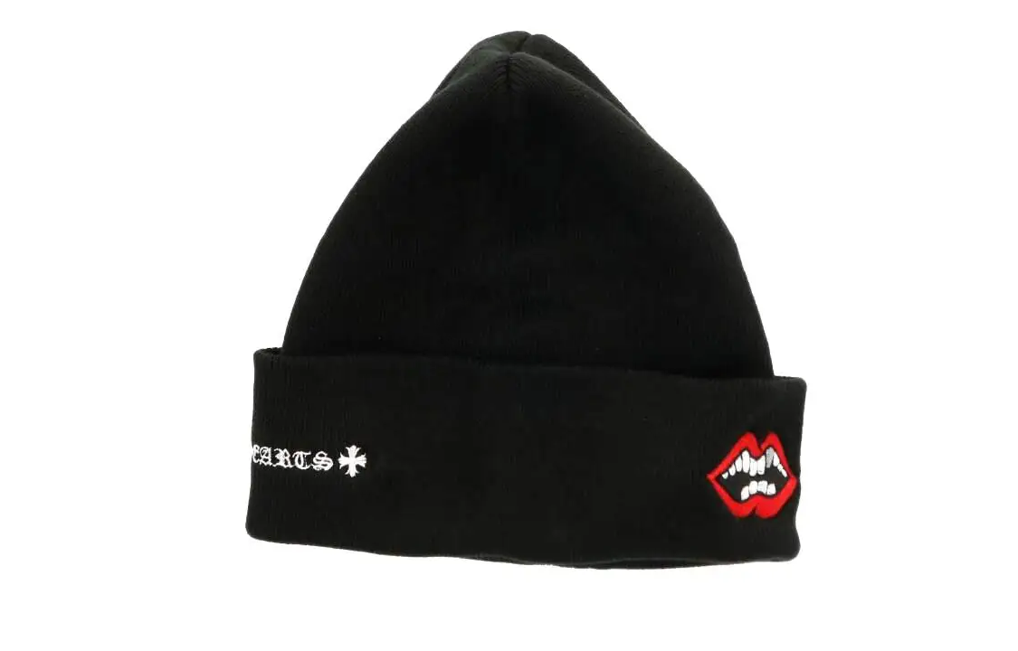 Shop Gorro Unisex Chrome Hearts Negro Bordado Labios Rojos. CH-CAP-2023022