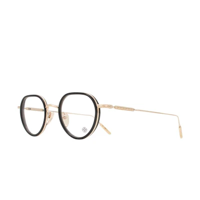 Chrome Hearts Black Gold Optical Glasses with Sculpted Silver Temples Unisex SQRTON BK/GP