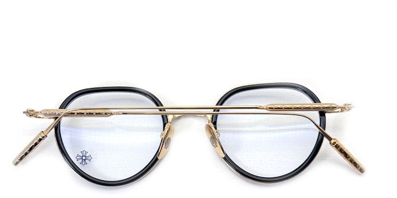 Chrome Hearts Gafas Ópticas Negras Doradas Unisex con Patillas Plateadas Esculpidas SQRTON BK/GP Shop Chrome Hearts Gafas Ópticas Negras Doradas Unisex con Patillas Plateadas Esculpidas SQRTON BK/GP