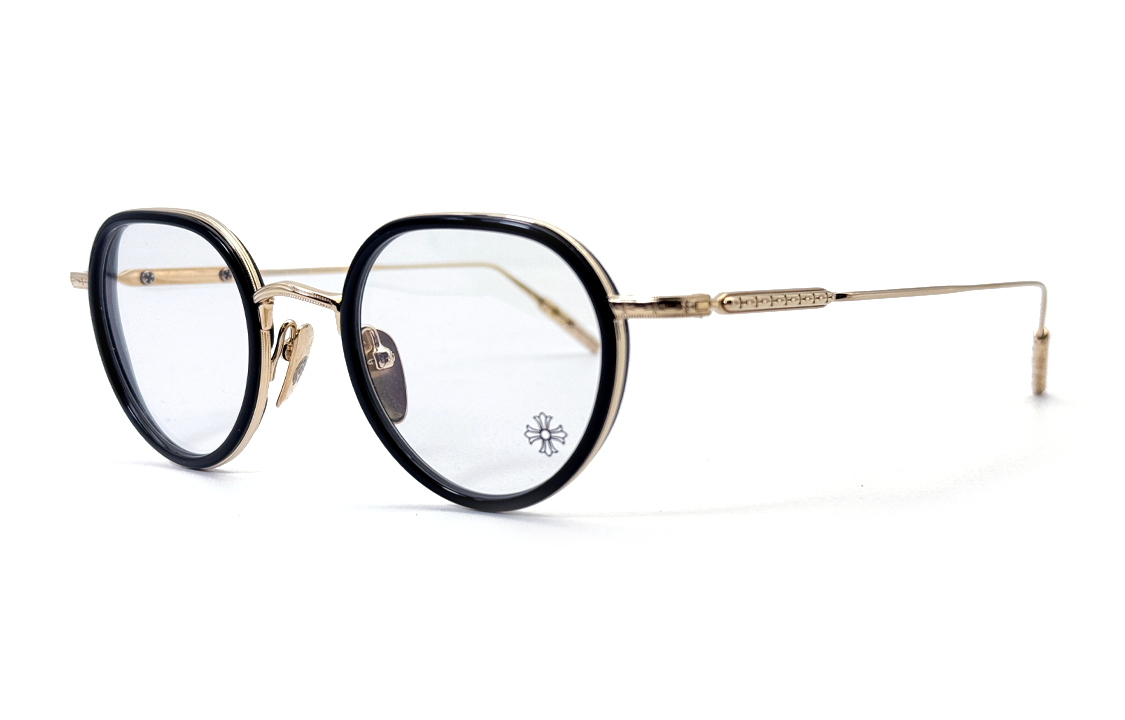 Purchase Chrome Hearts Gafas Ópticas Negras Doradas Unisex con Patillas Plateadas Esculpidas SQRTON BK/GP