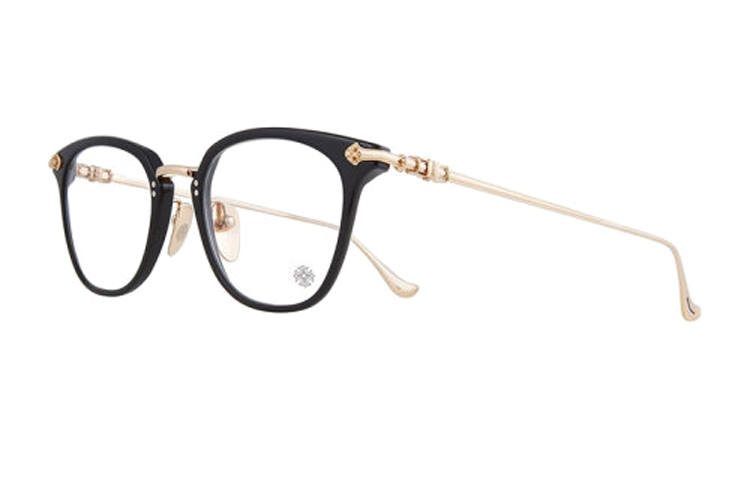 Chrome Hearts Black Gold Oval Square Optical Eyeglasses Frame Unisex Couples Style SHAGASS-BLACK frame-gold temples