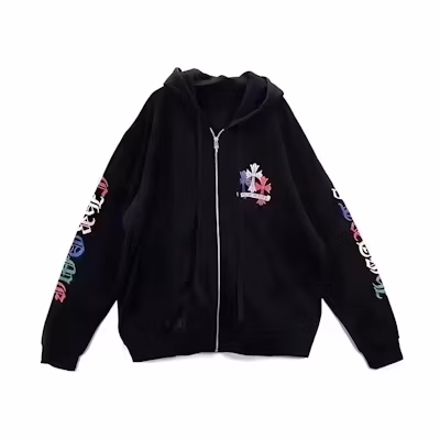 Chrome Hearts Black Hoodie Jacket with Letter Print Design CHROME-HEARTS-97-BLACK