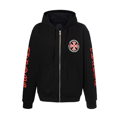 Chrome Hearts Black Hoodie Red Cross Horseshoe Print Unisex CH-482