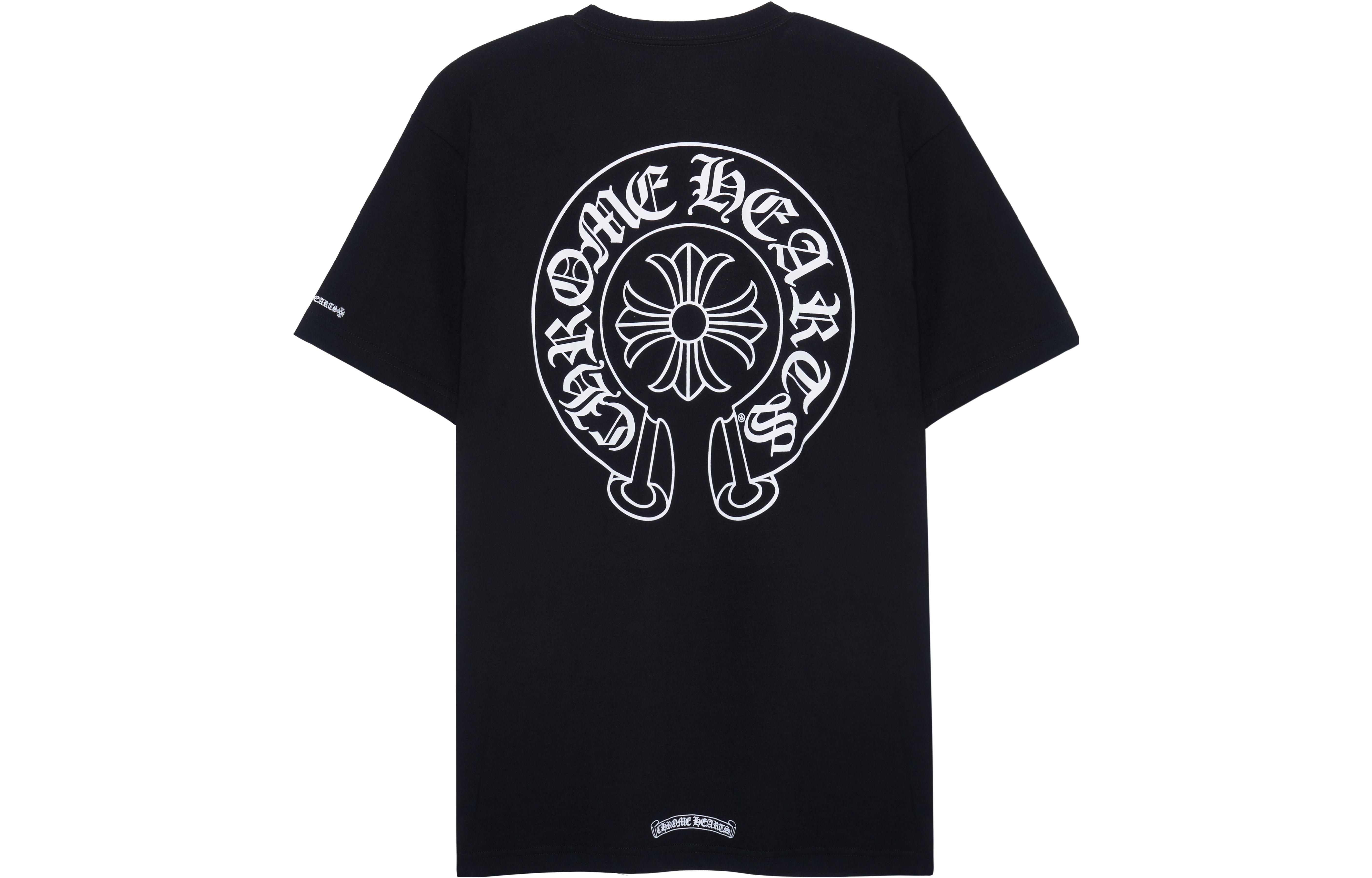 Lookbook Chrome Hearts Black Horseshoe Graphic Unisex T-Shirt CH-042