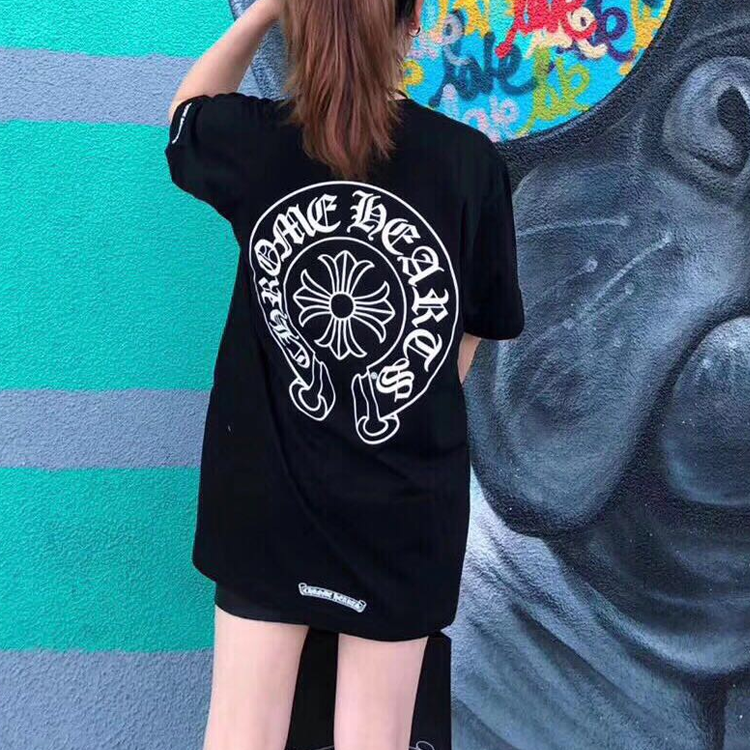 Shop Chrome Hearts Black Horseshoe Graphic Unisex T-Shirt CH-042