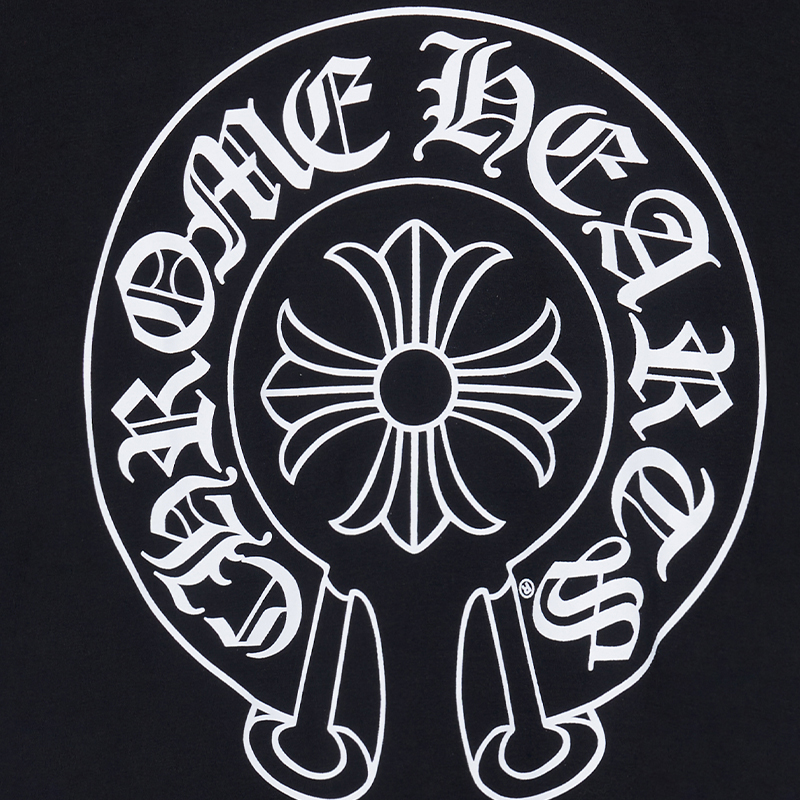 Purchase Chrome Hearts Black Horseshoe Graphic Unisex T-Shirt CH-042