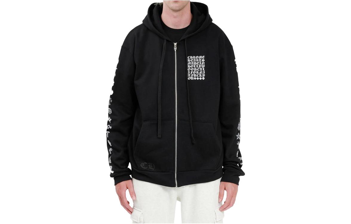 Chrome Hearts Black Horseshoe Logo Zip-Up Hoodie Unisex Casual Style CH-20231562