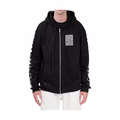 Chrome Hearts Black Horseshoe Logo Zip-Up Hoodie Unisex Casual Style CH-20231562