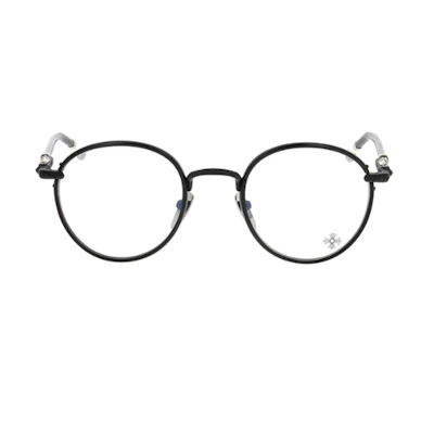 Chrome Hearts Black Irregular Optical Frame with Lens Print Unisex Couples Style. FIRKIN-BK-MBK