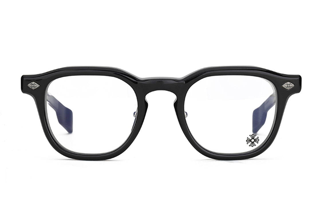 Shop Gafas Ópticas Irregulares Chrome Hearts Negras Plata 925 Unisex Estilo Parejas. CHIRPCHIRP-A