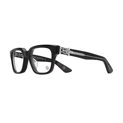Chrome Hearts Black Irregular Optical Glasses with Letter Logo, Unisex. VAGILLIONAIRE II BLACK