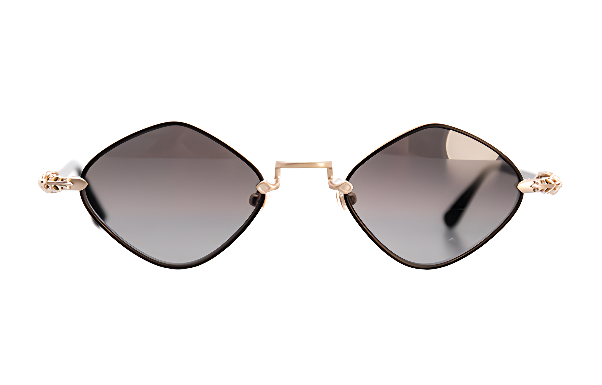 Chrome Hearts Black Irregular Sunglasses Unisex with Logo Temples. DIAMONDDOGMBKMGPBK