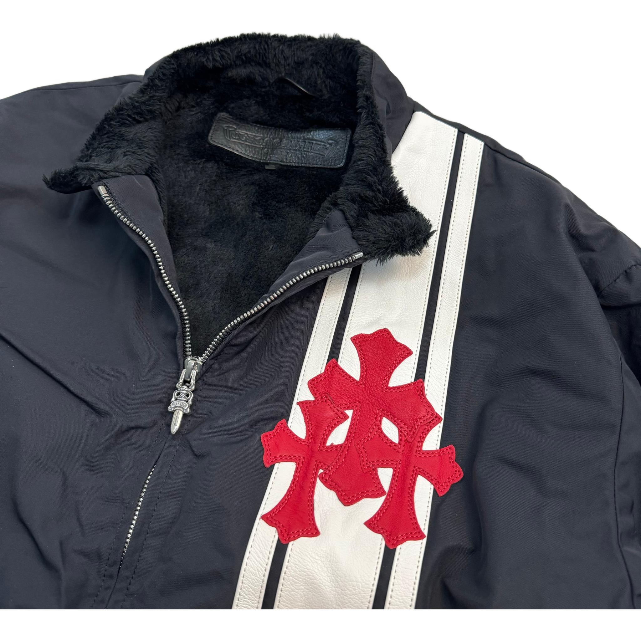 Purchase Chrome Hearts Black Logo Print Zip-Up Loose Fit Jacket Long Sleeve CH-2024-1000