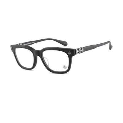 Chrome Hearts Black Optical Glasses Silver Logo Unisex Irregular Frame Eyewear COX UCKER-MBK-52