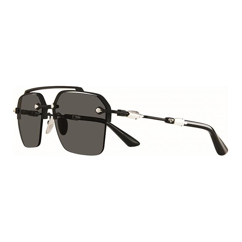Chrome Hearts Black Pilot Sunglasses Unisex with Silver, Ebony & Diamond Details. Bidi-Esem-MBK-BK