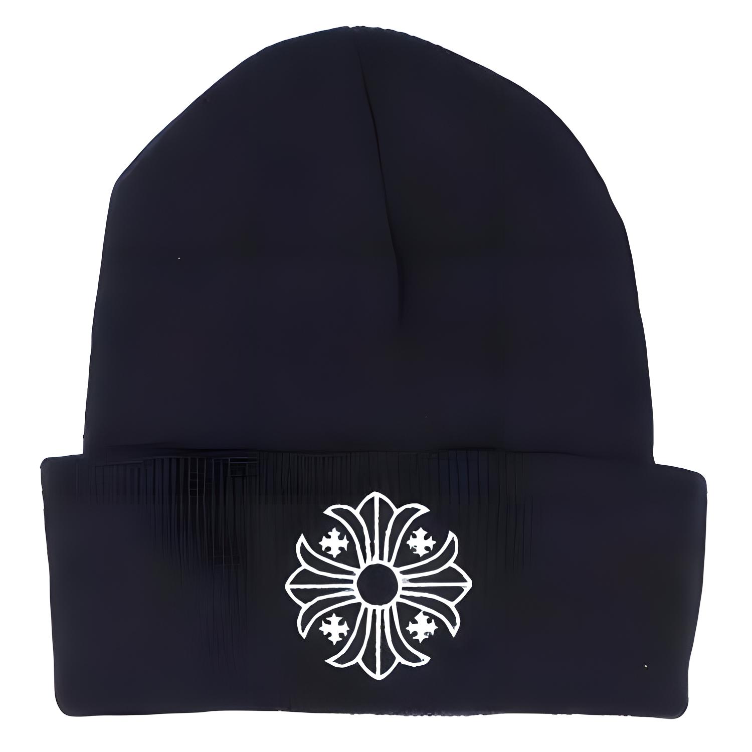 Chrome Hearts Black Polyester Logo Beanie Unisex Simple Design. 035260