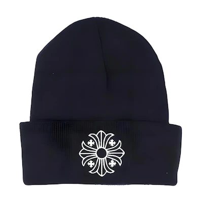 Chrome Hearts Black Polyester Logo Beanie Unisex Simple Design. 035260